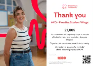 british heart foundation donation - paradise student village
